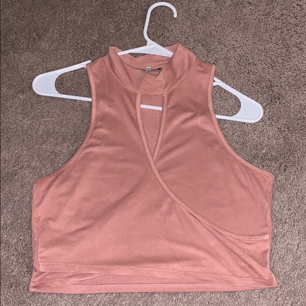 High Neck Velvet Crop Top - Picture 1 of 1